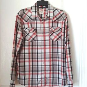 Levi's Western Pearl Snap Soft Brushed Cotton Long Sleeve Shirt. Size Medium